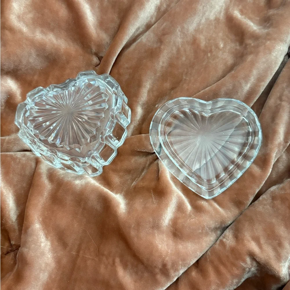 Glass Heart Trinket Candy Jewelry Box Valentine Love ❤️ Vintage #2